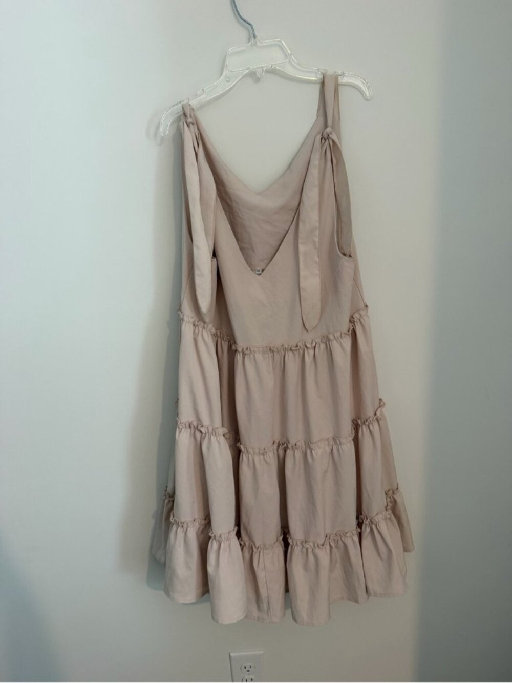 Tiered Sleeveless Mini Dress with Bow Straps in Blush - Women’s Size Medium - Picture 4 of 4